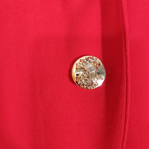 Vintage Istante Versace Bold Red Wool Skirt Suit Made in Italy Flawed 48/12 - Picture 3 of 16